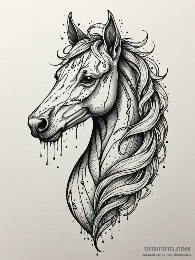 Kelpie mane flowing with spectral light, tatt... - эскиз тату (№1751953464_0, 08.07.2025 05:44) — Tatufoto.com