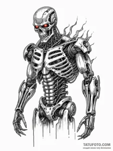 T-800 terminator endoskeleton emerging from f... - эскиз тату (№1751953717_0, 08.07.2025 05:48) — Tatufoto.com
