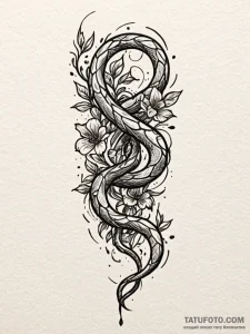 Iron serpent through shattered bloom, tattoo... - эскиз тату (№1751953801_0, 08.07.2025 05:50) — Tatufoto.com