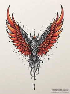 Crimson wings torn and burning, tattoo line a... - эскиз тату (№1751954301_0, 08.07.2025 05:58) — Tatufoto.com
