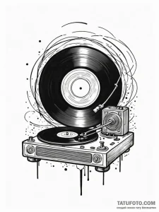 Turntable with a vinyl record of a classic al... - эскиз тату (№1751955226_0, 08.07.2025 06:13) — Tatufoto.com