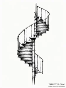 Spiral staircase descending into darkness, ta... - эскиз тату (№1751955898_0, 08.07.2025 06:24) — Tatufoto.com
