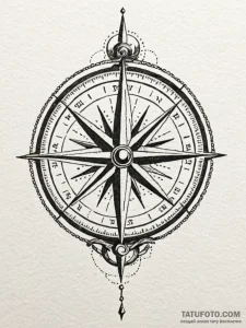 Pirate compass spinning wildly, concept art f... - эскиз тату (№1751956489_0, 08.07.2025 06:34) — Tatufoto.com