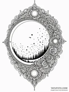 Ringblade beneath spectral sky, artistic tatt... - эскиз тату (№1751956658_0, 08.07.2025 06:37) — Tatufoto.com