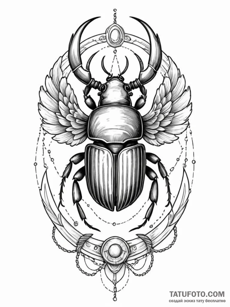 Scarab, concept art for tattoo, fine lines, d... - эскиз тату (№1751957079_0, 08.07.2025 06:44) — Tatufoto.com