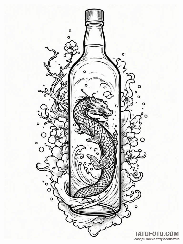 Single malt scotch bottle, classic label, art... - эскиз тату (№1751957248_0, 08.07.2025 06:47) — Tatufoto.com