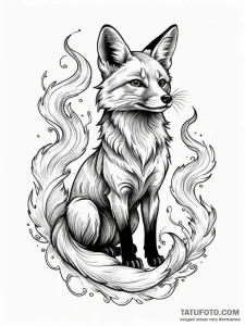 A fox made of swirling smoke, artistic tattoo... - эскиз тату (№1751957332_0, 08.07.2025 06:48) — Tatufoto.com