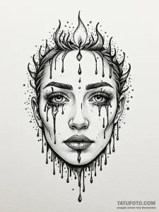 Candle wax forming weeping face, tattoo sketc... - эскиз тату (№1751957925_0, 08.07.2025 06:58) — Tatufoto.com