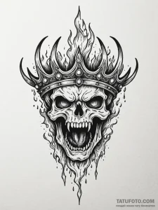 Engraved flame devouring crown, tattoo drawin... - эскиз тату (№1751958009_0, 08.07.2025 07:00) — Tatufoto.com