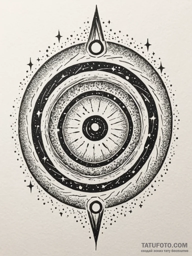 Vortex rune spiraling through starlight, conc... - эскиз тату (№1751958766_0, 08.07.2025 07:12) — Tatufoto.com
