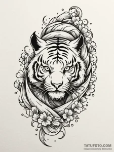 Tiger with stripes that are glitching and pix... - эскиз тату (№1751959270_0, 08.07.2025 07:21) — Tatufoto.com