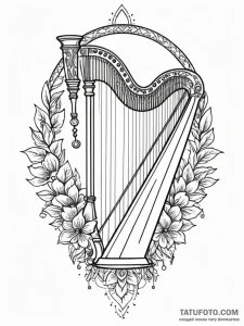 Harp with strings that are rays of moonlight,... - эскиз тату (№1751959439_0, 08.07.2025 07:23) — Tatufoto.com