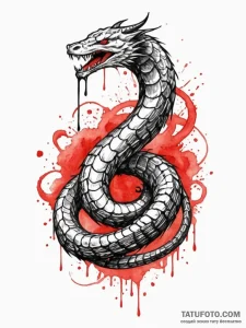 Ancient serpent biting its tail, ink illustra... - эскиз тату (№1751960323_0, 08.07.2025 07:38) — Tatufoto.com