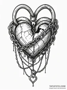 Black heart wrapped in chains, tattoo drawing... - эскиз тату (№1751960744_0, 08.07.2025 07:45) — Tatufoto.com