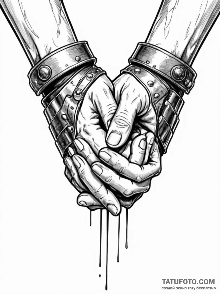 Ironclad oath represented by two clasped hand... - эскиз тату (№1751960913_0, 08.07.2025 07:48) — Tatufoto.com