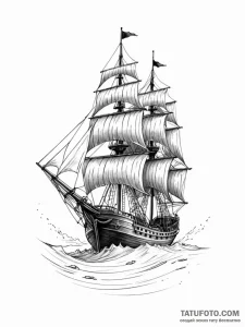 A ship sailing on a sea of sand - эскиз тату (№1751962007_0, 08.07.2025 08:06) — Tatufoto.com