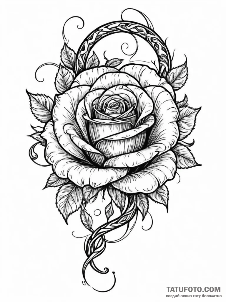 Crimson serpent through frozen rose, concept... - эскиз тату (№1751962848_0, 08.07.2025 08:20) — Tatufoto.com