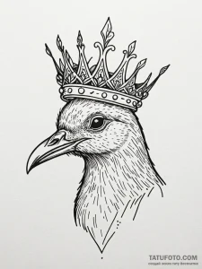 Kiwi bird with bone crown, tattoo sketch desi... - эскиз тату (№1751964111_0, 08.07.2025 08:41) — Tatufoto.com