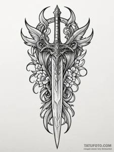 Dagger with ice blade, tattoo sketch design,... - эскиз тату (№1751964783_0, 08.07.2025 08:53) — Tatufoto.com