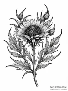 A thistle plant, tattoo flash sheet design, m... - эскиз тату (№1751964952_0, 08.07.2025 08:55) — Tatufoto.com
