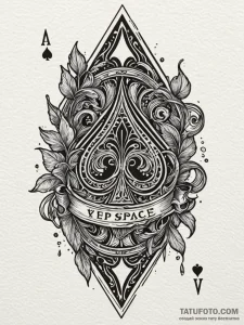 Aces of spades playing card, tattered and sho... - эскиз тату (№1751965287_0, 08.07.2025 09:01) — Tatufoto.com