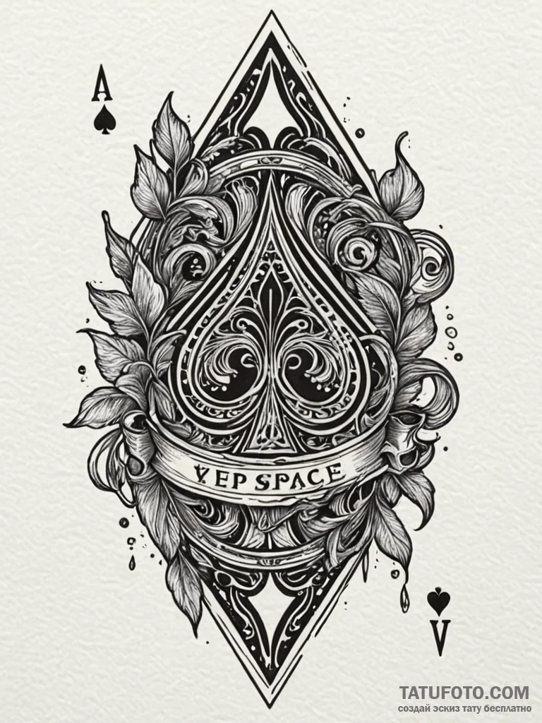Aces of spades playing card, tattered and sho... - эскиз тату (№1751965287_0, 08.07.2025 09:01) — Tatufoto.com