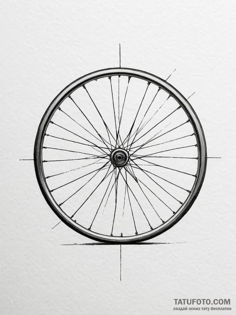 A classic bicycle wheel, movement,, concept a... - эскиз тату (№1751965455_0, 08.07.2025 09:04) — Tatufoto.com