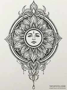 Solar flare, tattoo line art, aesthetically p... - эскиз тату (№1751965793_0, 08.07.2025 09:09) — Tatufoto.com