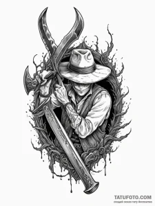 The saw cleaver from bloodborne, artistic tat... - эскиз тату (№1751966129_0, 08.07.2025 09:15) — Tatufoto.com