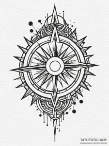 Rising sun behind fractured sigil, tattoo fla... - эскиз тату (№1751966214_0, 08.07.2025 09:16) — Tatufoto.com