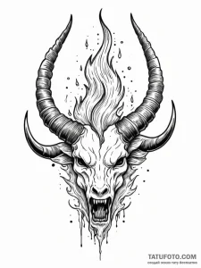 Horned relic devouring celestial flame, ink i... - эскиз тату (№1751966589_0, 08.07.2025 09:23) — Tatufoto.com
