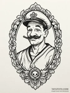 Popeye the sailor, ink illustration for tatto... - эскиз тату (№1751966927_0, 08.07.2025 09:28) — Tatufoto.com