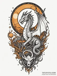 Dragon rider beneath shattered moon, tattoo f... - эскиз тату (№1751967011_0, 08.07.2025 09:30) — Tatufoto.com