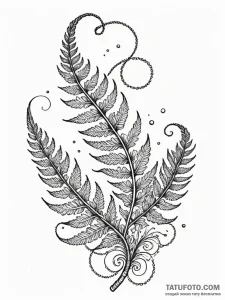 Fern frond unfurling to reveal a tiny galaxy,... - эскиз тату (№1751967094_0, 08.07.2025 09:31) — Tatufoto.com