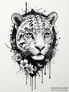 Jaguar relic beneath celestial bloom, concept... - эскиз тату (№1751967514_0, 08.07.2025 09:38) — Tatufoto.com