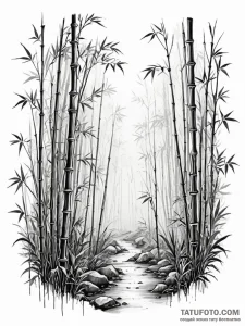 A detailed bamboo forest mist, ethereal,, art... - эскиз тату (№1751967598_0, 08.07.2025 09:39) — Tatufoto.com