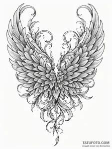 Frosted wings entwining spectral bloom, tatto... - эскиз тату (№1751967683_0, 08.07.2025 09:41) — Tatufoto.com