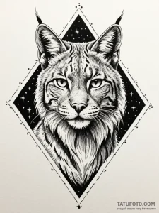 Lynx eyes beneath starlit sky, ink illustrati... - эскиз тату (№1751967853_0, 08.07.2025 09:44) — Tatufoto.com