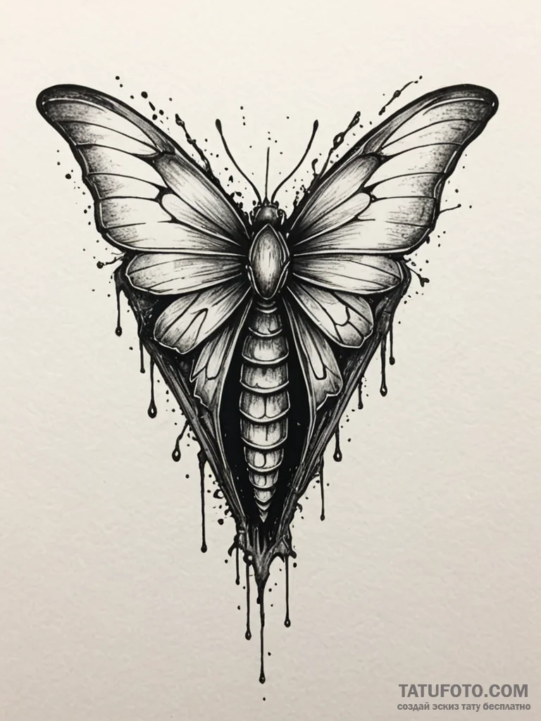 Coffin in the shape of a chrysalis, about to... - эскиз тату (№1751967937_0, 08.07.2025 09:45) — Tatufoto.com