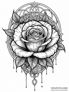 Animated rose caught in web, concept art for... - эскиз тату (№1751968022_0, 08.07.2025 09:47) — Tatufoto.com