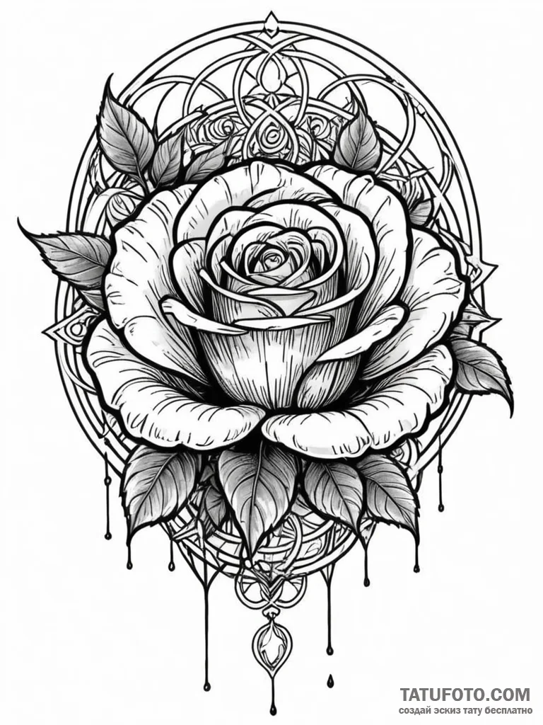Animated rose caught in web, concept art for... - эскиз тату (№1751968022_0, 08.07.2025 09:47) — Tatufoto.com