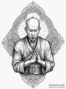 Monk, tattoo line art, highly detailed, intri... - эскиз тату (№1751968274_0, 08.07.2025 09:51) — Tatufoto.com