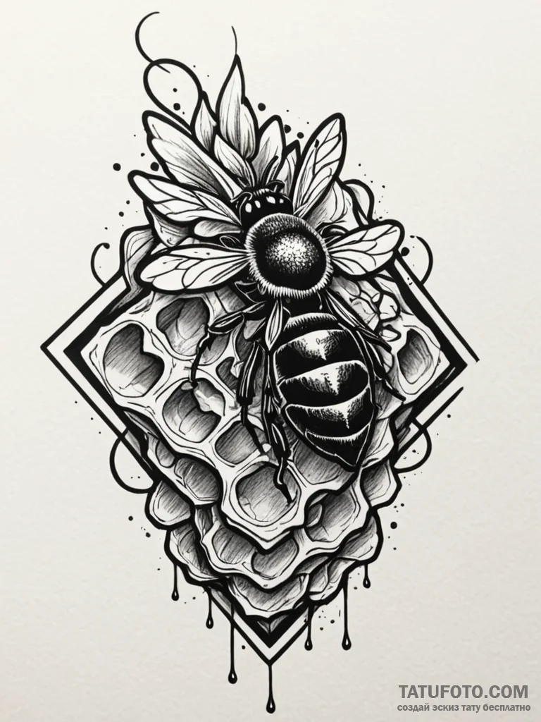 Honeycomb, tattoo drawing outline, soft whip... - эскиз тату (№1751968696_0, 08.07.2025 09:58) — Tatufoto.com