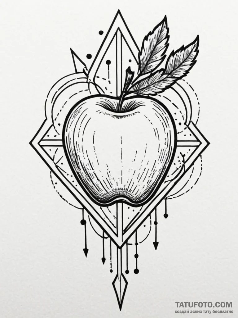 Apple pierced by arrow, tattoo sketch design,... - эскиз тату (№1751968948_0, 08.07.2025 10:02) — Tatufoto.com