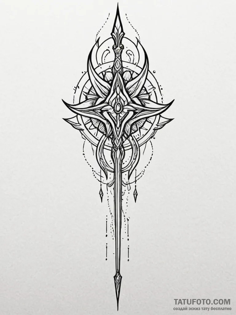 Arcane spear casting shadows, ink illustratio... - эскиз тату (№1751969119_0, 08.07.2025 10:05) — Tatufoto.com