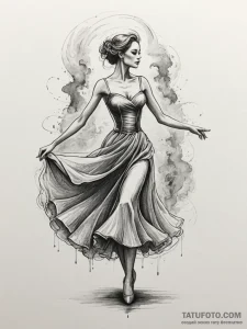 Ghostly figure dancing in a mist-filled ballr... - эскиз тату (№1751969285_0, 08.07.2025 10:08) — Tatufoto.com