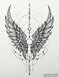 Oracle wings beneath shattered sky, ink illus... - эскиз тату (№1751969957_0, 08.07.2025 10:19) — Tatufoto.com
