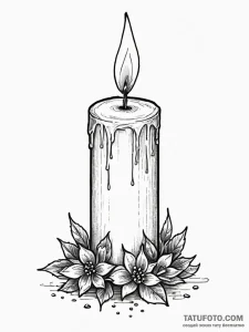 Candle, ink illustration for tattoo, realisti... - эскиз тату (№1751970041_0, 08.07.2025 10:20) — Tatufoto.com
