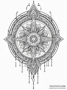 Dagger rising from chain circle, tattoo flash... - эскиз тату (№1751970376_0, 08.07.2025 10:26) — Tatufoto.com