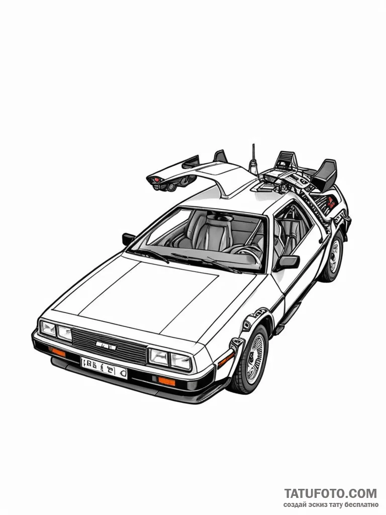 The delorean from back to the future - эскиз тату (№1751970881_0, 08.07.2025 10:34) — Tatufoto.com